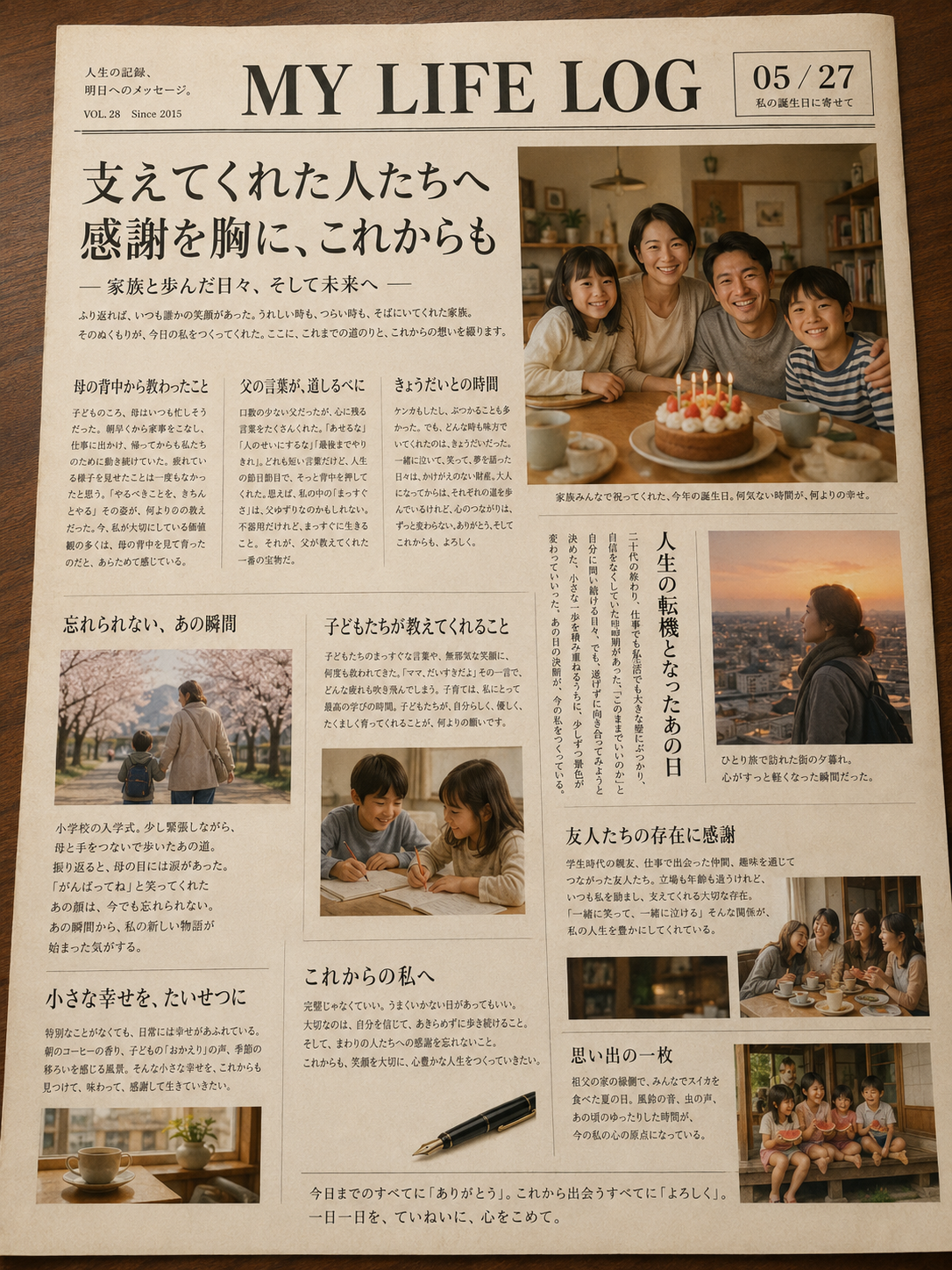 紙面サンプル:家族写真
